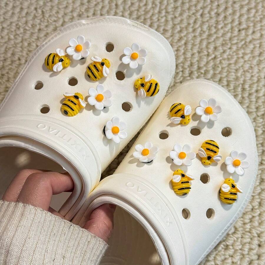 8 Phụ kiện trang trí giày hình hoa ong 3D kỳ quái - Phụ kiện trang trí giày dép cho dép sandal tùy chỉnh DIY - Phụ kiện thời trang đầy màu sắc cho giày dép cá nhân hóa - Nhiều màu - Xem 1