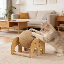Ce panneau de grattage en sisal durable, arbre à chat, boule à gratter et poteau à gratter pour chat sont résistants à l'usure et anti-rayures. Le poteau de grattage vertical pour chat avec rouleaux ne tombera pas et ne laissera pas de débris. C'est le choix parfait pour vous et votre chat pour passer du temps ensemble. Le cadeau parfait pour vos chats, leur cadeau préféré. - Balle de patte de chat éléphant porte-bonheur - Voir 4