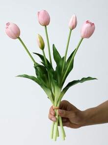 ZaiYe 5/10/15pcs Set, High-End Artificial Tulips, Valentine's Day Gift, Bridal Bouquet, Modern Minimalist European Style Decor, Plastic Fake Flower Bouquet, Artificial Plant Decor, Suitable For Home And Outdoor - Multicolor - View 6