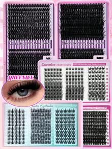 Queenice Set de gene extensibile cu 800/450/160 buc., cu stiluri de gene ochi de pisică/anime/ondulate rusești, cu aspect natural gros, plinuțe, capacitate mare, reutilizabile, vine cu lipici și instrumente esențiale, potrivite pentru bricolaj acasă, nunți, petreceri, călătorii, sărbători și utilizare zilnică.