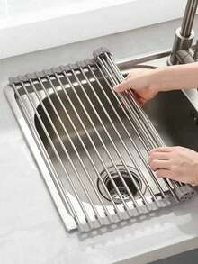 Sink Dish Drying Rack, Countertop Sink Drainer Rack, Multi-Function Sink Drain Rack. Water Control - Drainage - Prevent Water Accumulation - Prevent Mildew - Rollable, Space Saving. - Multicolor - View 10