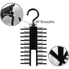 Organizador de corbatas 20 filas giran para abrir/ cerrar la rejilla para corbatas colgador de bufandas giratorias de 360 ​​grados para almacenamiento de corbatas bufandas cinturones y accesorio - como en la foto - Ver 4