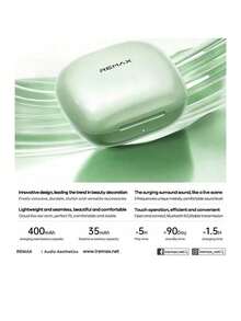 REMAX Auriculares inalámbricos con clip OWS-15: transmisión de sonido direccional sin fugas de sonido, cancelación de ruido ENC para llamadas, batería de duración ultralarga, diseño ergonómico, adecuados para correr, deportes y uso diario. - Verde - Ver 3