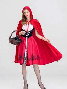 1 chiếc áo choàng hóa trang Halloween cho nữ, áo choàng Cô bé quàng khăn đỏ cho lễ hội Carnival, tiệc Giáng sinh, dạ hội hóa trang, áo choàng poncho nhung có mũ trùm đầu. - Nhiều màu - Xem 5