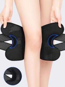 1 miếng đệm đầu gối hình lưỡi liềm màu đen trắng unisex, đai hỗ trợ ổn định, bảo vệ khớp xương bánh chè chống trượt, thoáng khí, thích hợp cho chạy bộ. - Đen và trắng - Xem 9
