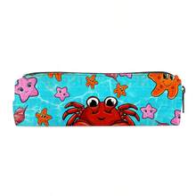 A Cylindrical Pencil Case With A Cartoon Crab And Underwater Pattern, Featuring A Unique Design. This Student Stationery Storage Bag Is Available In Various Types And Is Perfect For Organizing School Supplies On A Desk. - Multicolor - View 9