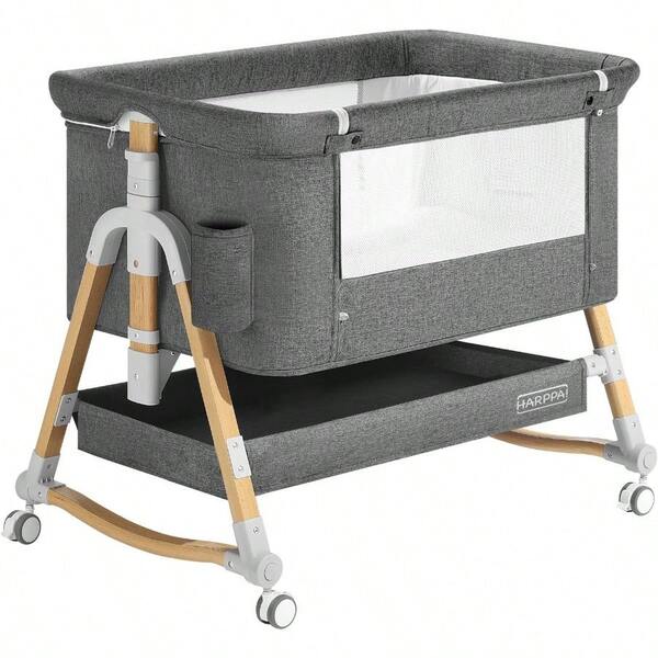 Cuddly Bassinet 3 In 1 Baby Bassinet With Wheels 5 Height Adjustable Includes Mosquito Net Mattress Anchor Strap Grey