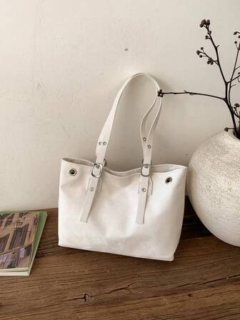 Fashionable Solid Color Super Cool Large Capacity Shoulder Bag, Classic Versatile Adjustable Hole Design Women's Handbag, Suitable For Shopping, Wallets, Shopping, Young Women, College Students, Newcomers, And White-Collar Workers. They Are Very Suitable For Offices, Universities, Work, Business, Commuting, Outdoor Activities, Travel, And Outings