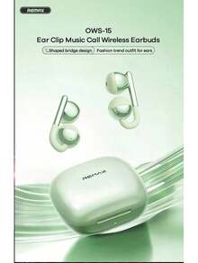 REMAX Auriculares inalámbricos con clip OWS-15: transmisión de sonido direccional sin fugas de sonido, cancelación de ruido ENC para llamadas, batería de duración ultralarga, diseño ergonómico, adecuados para correr, deportes y uso diario. - Verde - Ver 2