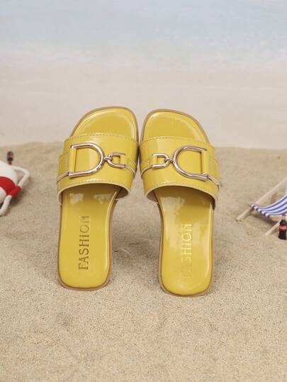 1 Đôi dép bệt đế bằng PU tối giản cho trẻ em, thích hợp cho mùa hè