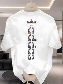 Camiseta de Camiseta de con estampado de eslogan con el logotipo deportivo de anime Tejido cómodo y ligeramente Camisa casual de manga corta Cuello redondo blanco Cuello redondoLoose, casual and versatile top T-shirt - Blanco - Ver 4