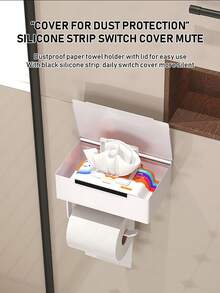 Bathroom Vanity Paper Towel Box Organizer, Toilet Paper Roll Holder Storage Rack, Home Bathroom Wall Mounted Wet Wipes Rack, Bathroom Paper Towel Holder - Multicolor - View 11