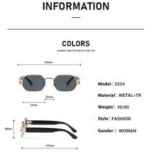 时尚金属多边形眼镜，奢华时尚眼镜，春夏款 - 彩色 - 查看 4