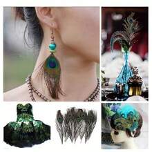 20 Peças Penas de Pavão Azuis 13-16cm - Perfeitas para Artesanato DIY, Decoração de Casamento e Suprimentos para Festas - Multicolorido - Visão 6