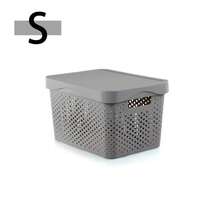 Modern Plastic Storage Baskets With Lid Stacking, Multi-Purpose For Office Desk Bedroom Classroom Organization Container - Grey - View 9