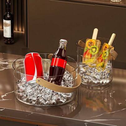 Household Internet-Famous Cola, Beer, Ice Cube Plastic Ice Bucket, Storage Bucket, Fruit Plate, Transparent Portable Fruit Container