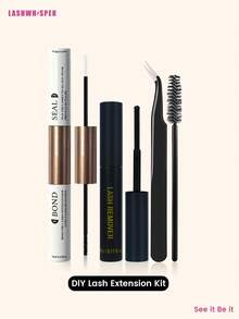 Kit 2 en 1 de pegamento y sellador de pestañas - Incluye desmaquillante, pegamento individual para pestañas, aplicador, pinzas y cepillo, para extensión de pestañas DIY - Blanco - Ver 9