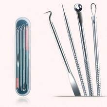 4-Piece Professional Blackhead Removal Set - Acne Removal Tools For Whitehead Acne Removal - Deep Cleansing And Skin Cleansing Tools For Acne Removal - Beauty Tools - 銀色 - 查看 2