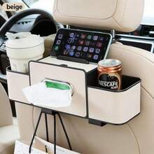 AD 4-In-1 Car Seat Organizer With Tissue Box, Cup Holder, Hooks And Phone Holder - Essential Car Storage Solution For A Tidy Interior