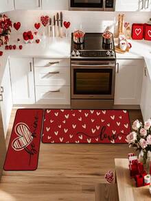 1pc Valentine's Day Theme Carpet, Minimalist Design, Velvet Carpet, Soft & Skin-Friendly, Indoor Doormat, Kitchen Rug, Bathroom Mat, Small Rug, Holiday Decor Carpet, Washable - Multicolor - View 5