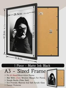 A4/A3/A5/40x40cm/30x40cm/30x30cm 大尺寸相框，适用于墙面/钻石画，哑光黑/哑光白/橡木纹，多色拼贴画廊相框，适用于9格照片墙，采用工程板和亚克力玻璃制成，带边角保护，增强保护性能。 - 彩色 - 查看 25