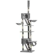 Cat Scratching Post, 240-260 Cm Tall, Large Cat Tree, Climbing Tree For Large Cats With Sisal Rope, Light Grey - Light Grey - View 5