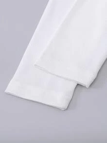 BASUSARRI Young Girl's Sleeveless Off Shoulder Long Sleeve Bow Tie Straight Top & Beaded Straight Skirt Suit, Elegant Lady Fashion Versatile Outfit - White - View 5