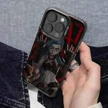 L-League de L-Legend L-LOL Jinx Funda Trasera Compatible con 17 16 15 14 13 12 11 Pro Max Plus a Prueba de Golpes Color Plata - Z7 - Ver 4
