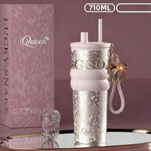 1pc High Beauty Insulated Cold Cup 316 Stainless Steel Tea Cup Outdoor Car Straw Water Cup Coffee Cup