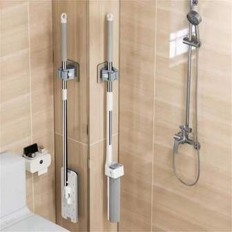 1/3/6/9 件装壁挂式扫帚架自粘拖把架壁挂式扫帚支架拖把架地板刷挂钩收纳架适用于厨房浴室