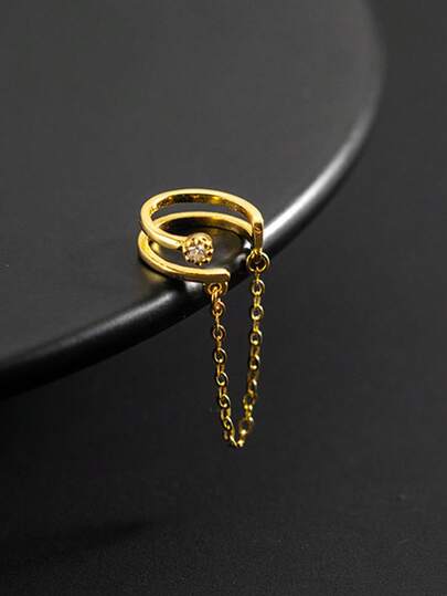 1 st. Blixt Strassdekor Dubbla lager C Design Länk Kedja Öra Klämma