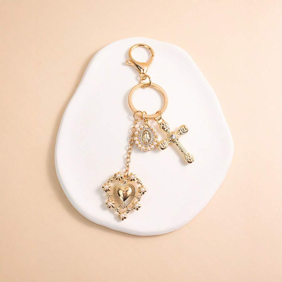 Bestselling Geometric Hollow Fish Cross Keychain, Minimalist English Inspirational Keyring - Cross - View 1
