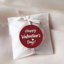 红色圆圈情人节贴纸纸质礼品包装标签情人节快乐用品 - 紅色 - 查看 4