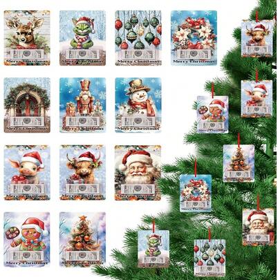 D24TIME 12PCS Christmas Money Holders For Cash - Funny Christmas Cards Ornament With Cover Money Holders For Xmas Decorations