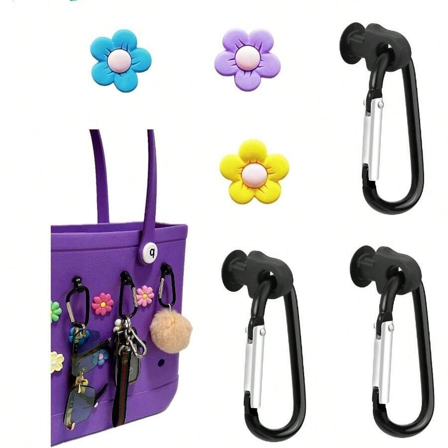 3Pack Key Holder Accessories Bogg Bags Insert Charm Carabiner Keychain Compatible With Beach Tote Bag - màu đen - Xem 1