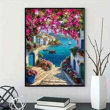 1 Set Kit de Pintura de Diamantes DIY, sin marco, hermoso paisaje, colores mixtos, tema de paisaje, todas las estaciones, adecuado para decoración del hogar, sala de estar, entrada, dormitorio y obra de arte encantadora - Multicolor - Ver 4