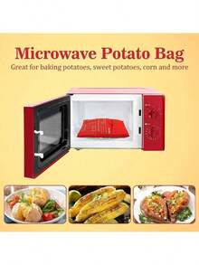 1/2Pcs Reusable Red Microwave Potato Bag – 4-Minute Express Baked Potato Cooker, Non-Stick Fabric Pouch, Easy To Clean, Daily Kitchen Essential For Home Cooking & Holiday Meals - Multicolor - View 6