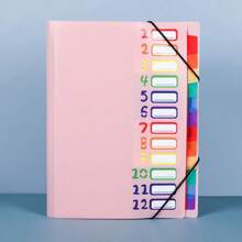 A4 Rainbow Data Organizer, File Folder Organizer - File Folder Organizer, 12-Slot High Capacity Korean Style Simple Office Supplies - Multicolor - View 9