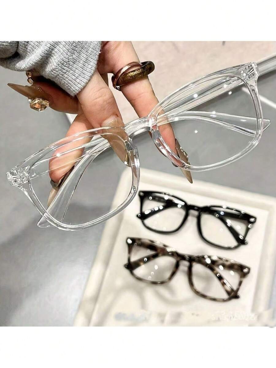 1 Pair/3 Pairs Geometric Frame Men's Modern Minimalist Elegant Transparent Glasses, Suitable For Back To School, Office, Reading, Daily Life And Accessories - Clear - View 1