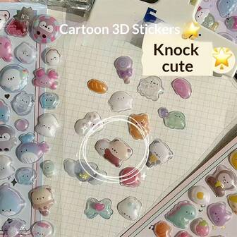 1 Sets Of 3D Relief Stickers, Phone Cases, Water Bottles, Decorative Stickers, Reward Stickers, Cute Children's Stickers, Bunny Animal 3D Stickers Mobile Phone Female Sticker, Suitable For Guitar Decoration, Water Cup Decoration, Computer Decoration, Luggage Decoration, Lunch Box Decoration, Helmet Decoration