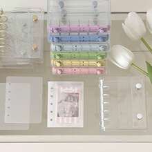 M5 Multi-Color Macaron Loose Leaf Shell And Inner Pages, Loose Leaf Storage Book, Replaceable Inner Pages, Suitable For Office Storage, Photo/Postcard Storage, School Supplies - Clear - View 4