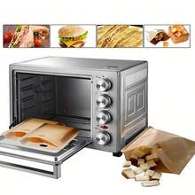 2个不粘可重复使用烤面包袋，可水洗，适合烘焙奶酪三明治 - 可用于烤箱、烤架和微波炉，6.3*6.5英寸耐热三明治袋，烘焙袋 - 米色 - 查看 6