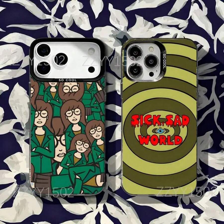 Funda de Teléfono Cartoon D-Daria para 17,16,15,14,13,12,11,Pro,Max,Plus, HD Negra IMD Mate - Z2 - Ver 1