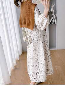 时尚孕妇圆领优雅百搭长袖连衣裙