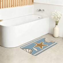 1Pc,Seashells & Starfish, Nautical Decor Diatomaceous Earth Floor Mat, Highly Absorbent Diatom Mud Mat For Bedroom, Bathroom, Kitchen, Living Room - 彩色 - 查看 3