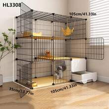 带猫砂盆的猫笼，一体式家用小型猫别墅，带厕所，宽敞自由空间