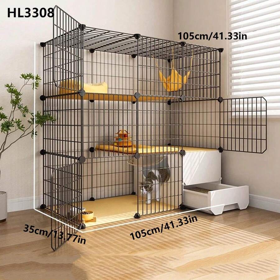 带猫砂盆的猫笼，一体式家用小型猫别墅，带厕所，宽敞自由空间