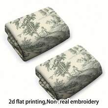 2pcs Large French Country Kitchen Towels - Heavy-Duty 16x24 Inch Vintage Toile Fabric With Sheep, Cottages & Vineyard Motifs - Rustic Farmhouse Hand Towels For Bathroom, Spa, Gym - Machine Washable (Beige/Green), Tea Towels, Christmas Tea Towels, Tea Towels For Drying Dishes, Christmas Towels Bathroom, Dish Cloth, Christmas Kitchen Items, Christmas Kitchen Towels, Dish Towels, Xmas Tea Towels, Fall Tea Towels - trắng - Xem 4