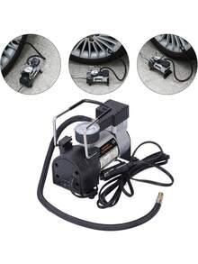 DeTODO Compresor de Aire de 12V con Adaptador de 150 S. Para Neumáticos de Coches, Camiones Pesados, Piezas de Automóviles. Incluye 2 Adaptadores de Boquilla y 1 Aguja - Negro/Gris - Ver 5