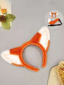1件套尼克狐狸耳朵头箍和尾巴套装，表演道具，节日动物头饰，狐狸主题化装舞会 - 彩色 - 查看 9